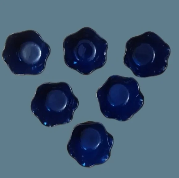 World Market Set Of 6 Colbalt Blue Ruffled Small Serving Bowls - Picture 4 of 5